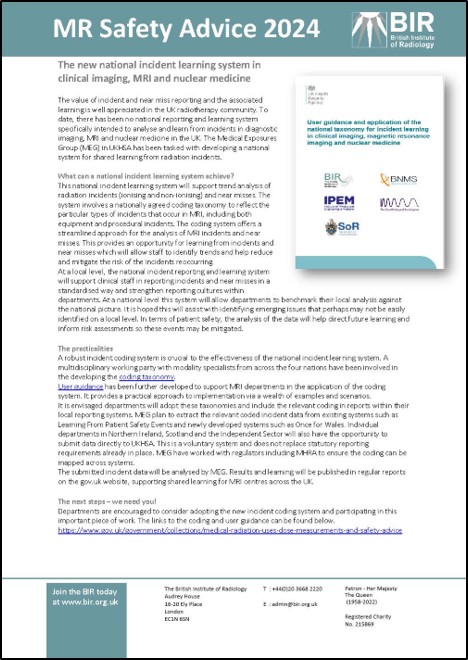 Day 1 The new national incident learning system in clinical imaging, MRI and nuclear medicine